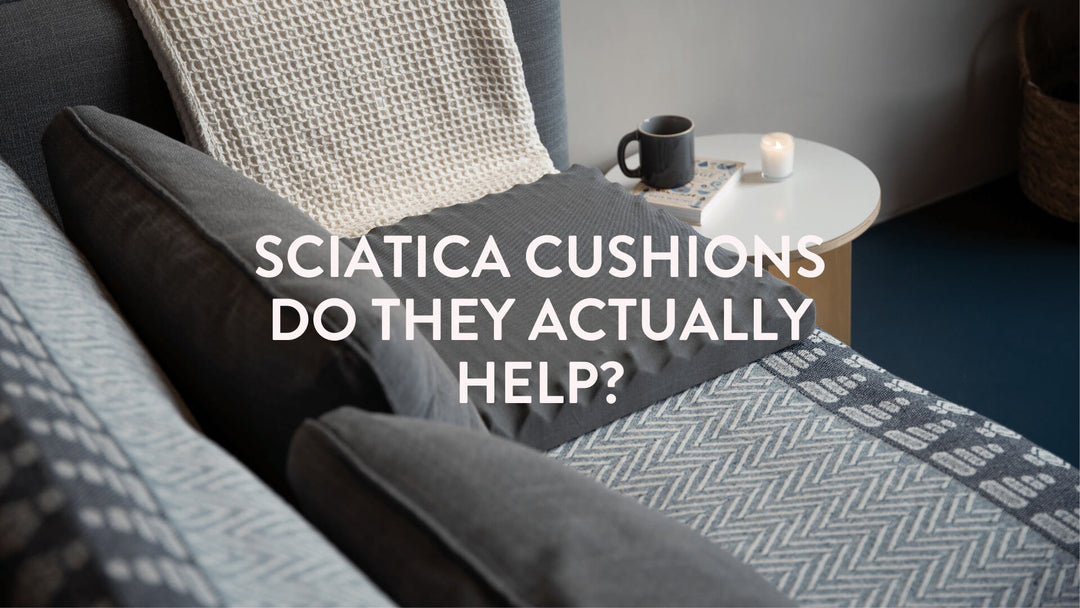 Living room scene with sciatica seat cushions in place