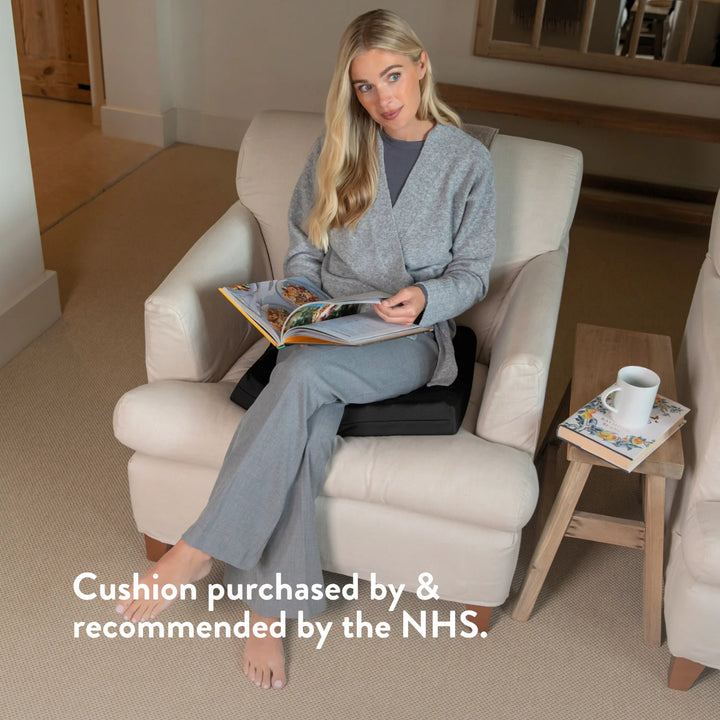 Bonyparts Sero Pressure Cushion - muscle wasting bony bums weight loss. For Office, dining room, car, sofa and arm chairs. Handmade in the UK with a 2 year guarantee. Cover included. High density foam.