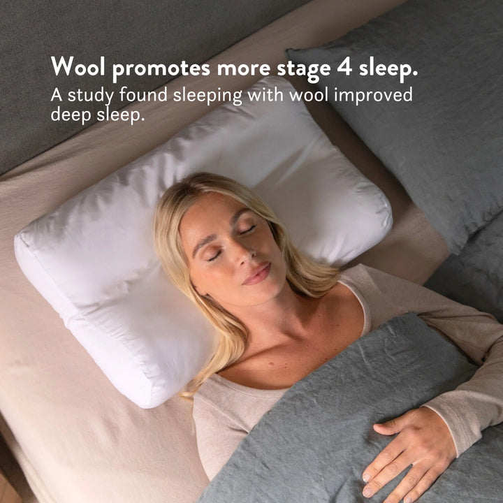 British Wool Contour Pillow - Natural, Anti-Allergy, Luxury Putnams Chemical free UK Best Wool pillow 100% cotton OEKO tex standard 100 handmade in the UK