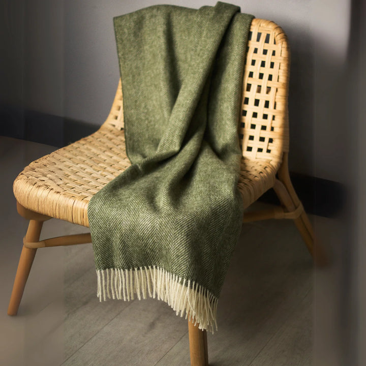 British Lambswool Blanket green
