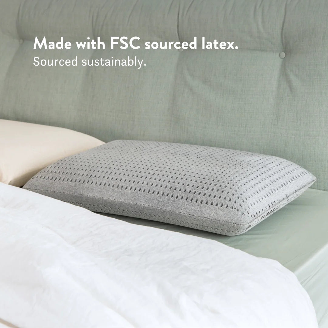 Made with FSC sourced latex. Graphite Latex Pillow - Natural foam pillow alternative soft bouncy supportive cooling