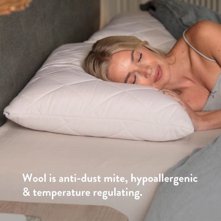 Quilted British Wool Pillow with a 100% cotton cover handmade in the UK from traceable British wool.