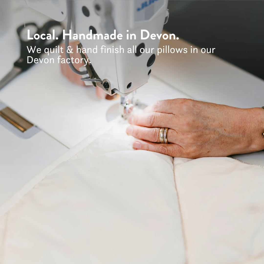 Quilted British Wool Pillow with a 100% cotton cover handmade in the UK from traceable British wool.