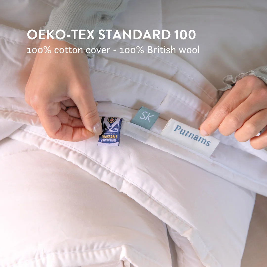 British Wool Summer Duvet 100% cotton handmade in the UK made to be hypo-allergenic, anti dust mite & sustainable. Natural bedding.