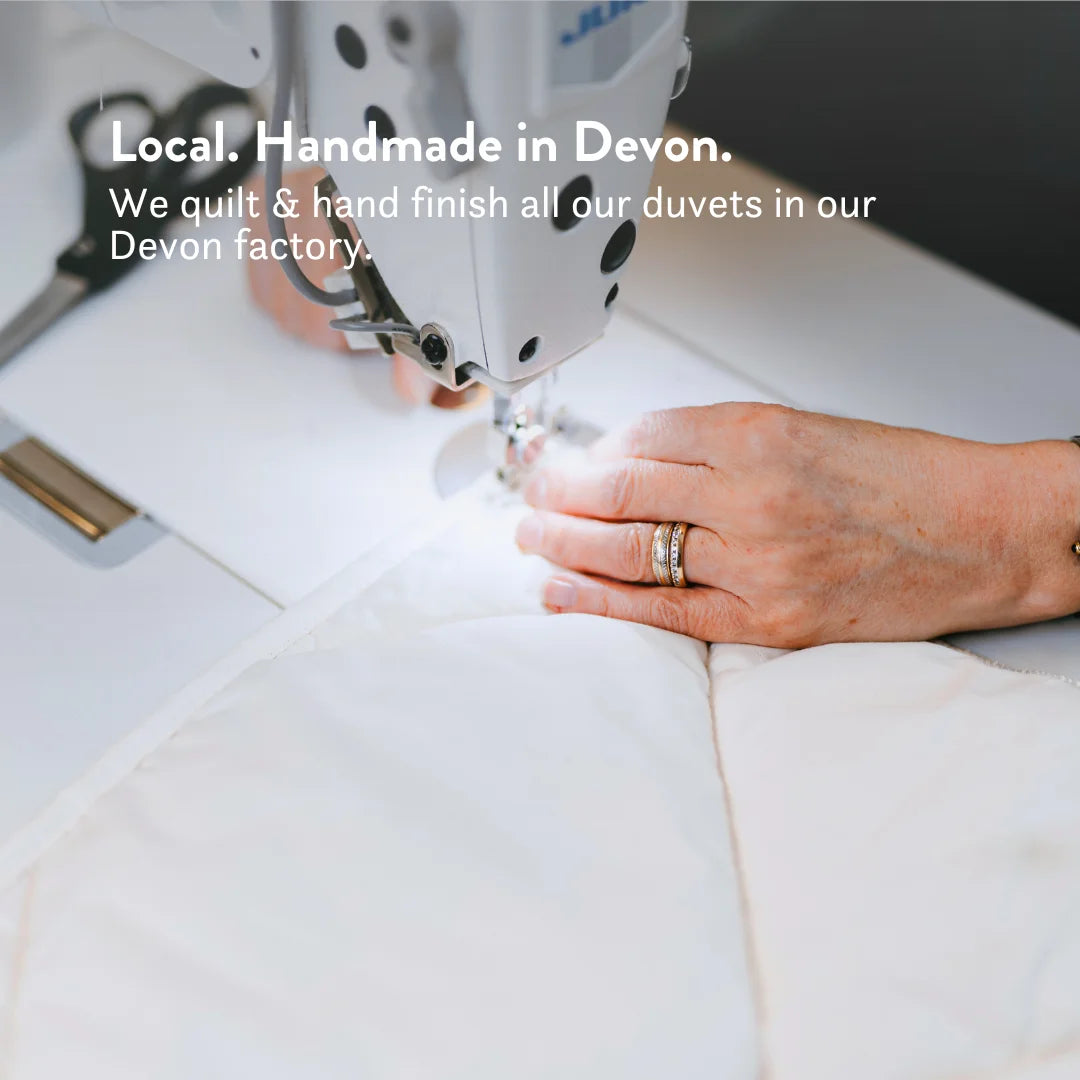 British Wool Summer Duvet 100% cotton handmade in the UK made to be hypo-allergenic, anti dust mite & sustainable. Natural bedding.