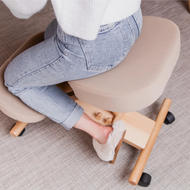 Memory Foam Kneeling Chair solid wood locally made in the UK FSC beige