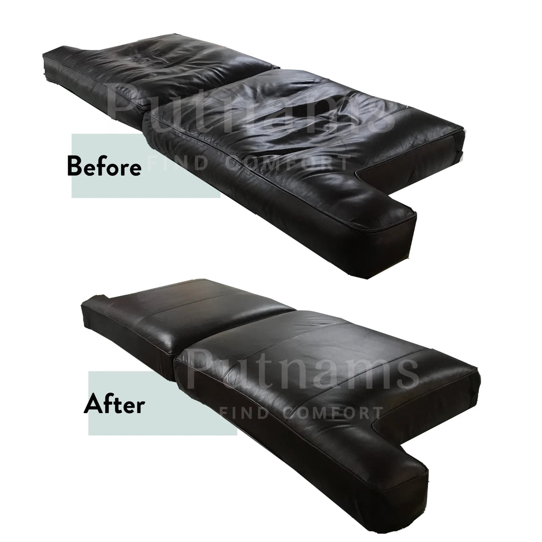 Servicio de relleno de cojines de sofá - Antes y después de tapizados de cuero en todo el Reino Unido