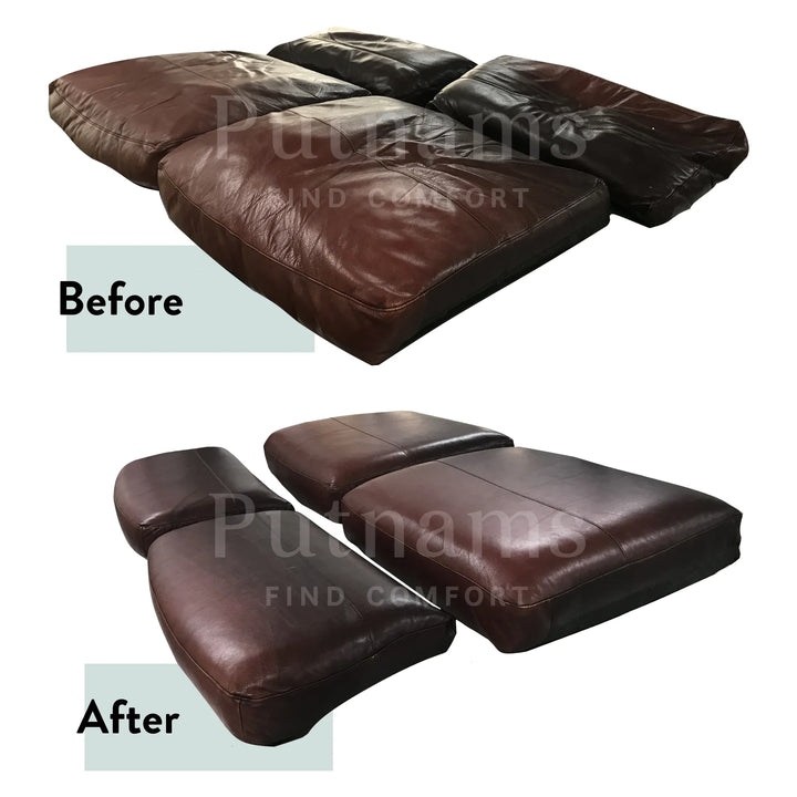 Servicio de relleno de cojines de sofá - Antes y después de tapizados de cuero en todo el Reino Unido