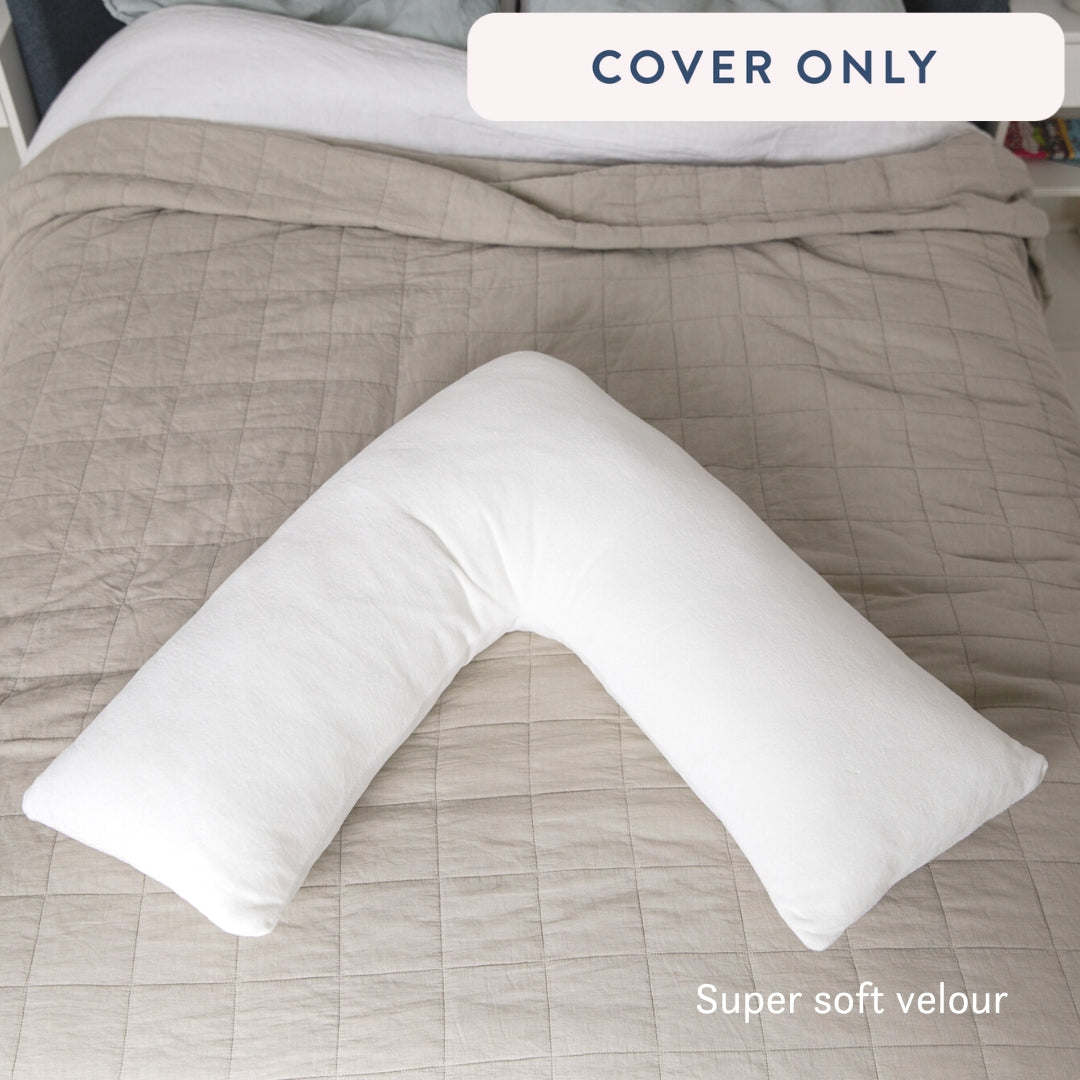 V Pillow Cover - Putnams super soft velour waterproof white 