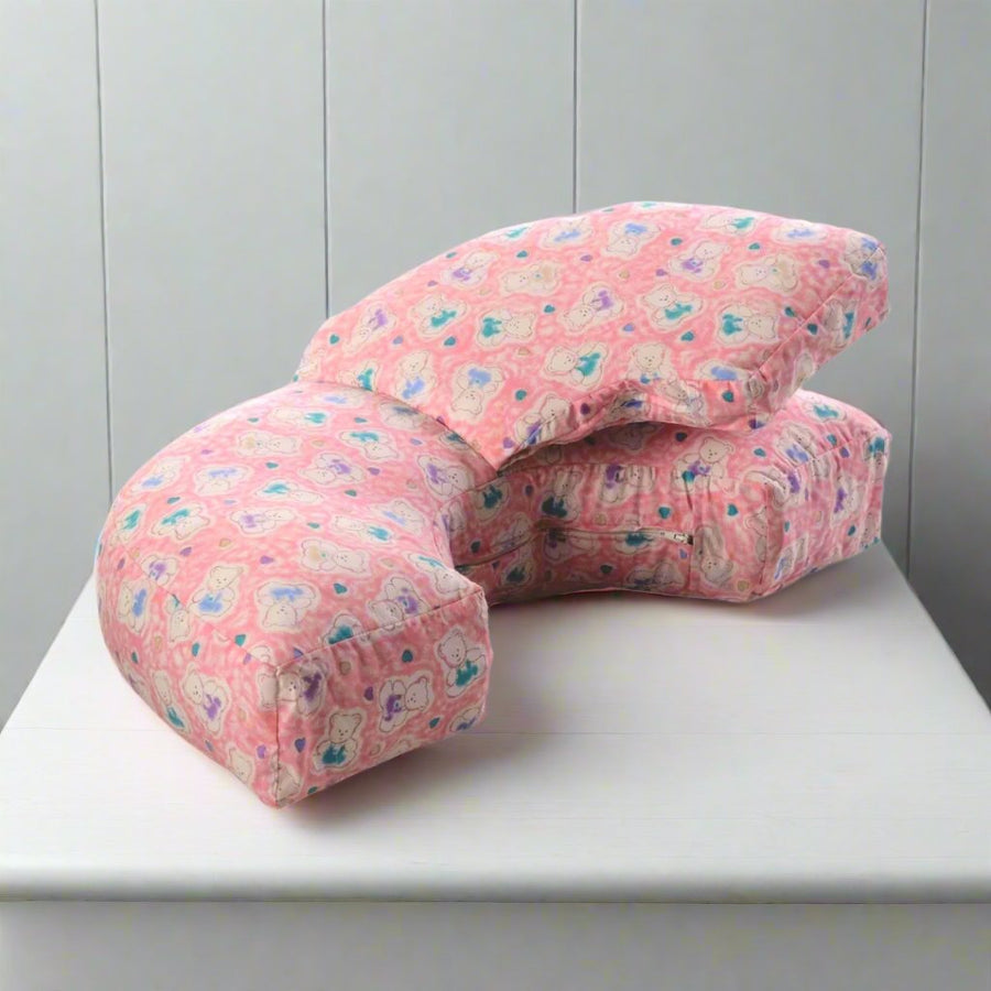 Baby Travel Feeding Cushion - Putnams teddy bear print pink